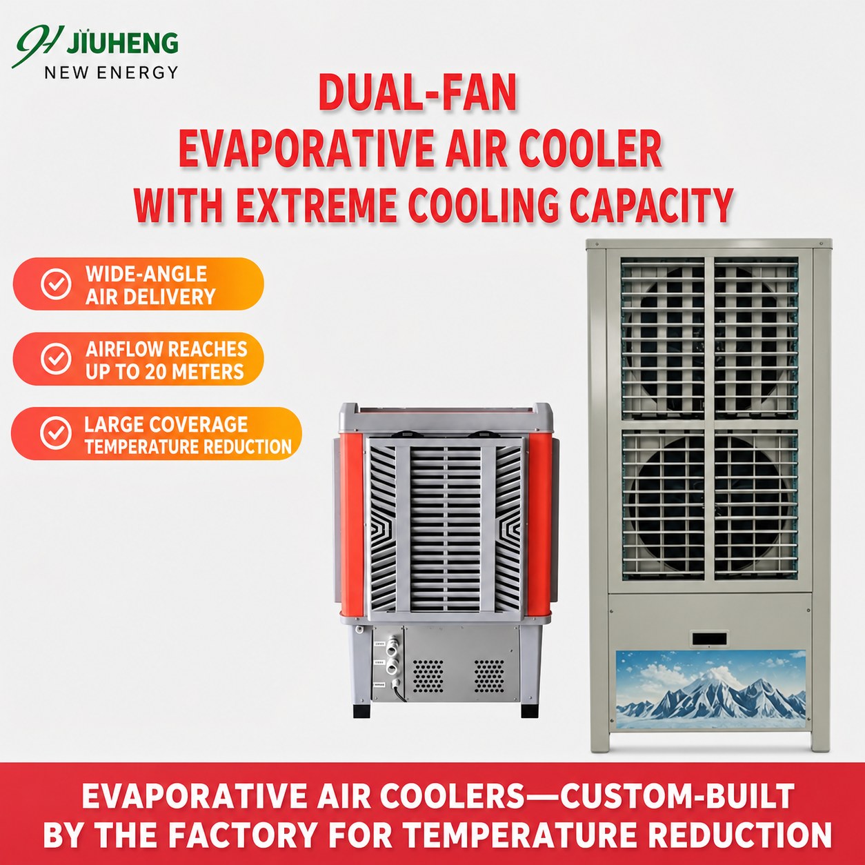 Dual-Fan High-Airflow Industrial Evaporative Cooling Air Conditioner 2