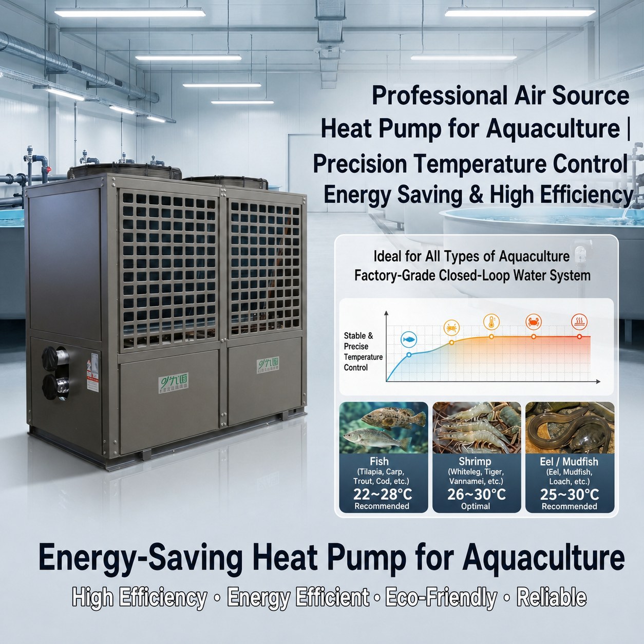 Precision Aquaculture Air Source Heat Pump for Fish and Shrimp Farming 1
