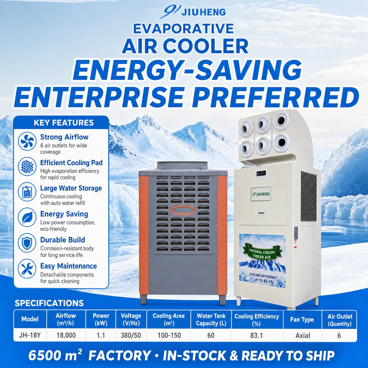 Commercial Industrial Evaporative Air Cooler for Factories and Workshops 3