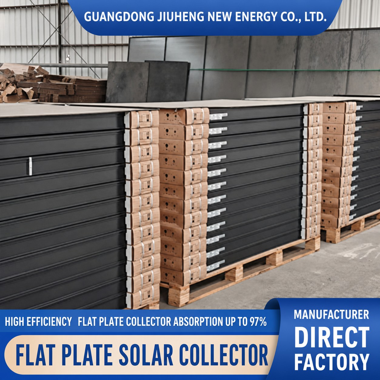 Flat Plate Solar Collector with Black or Blue Selective Coating 1