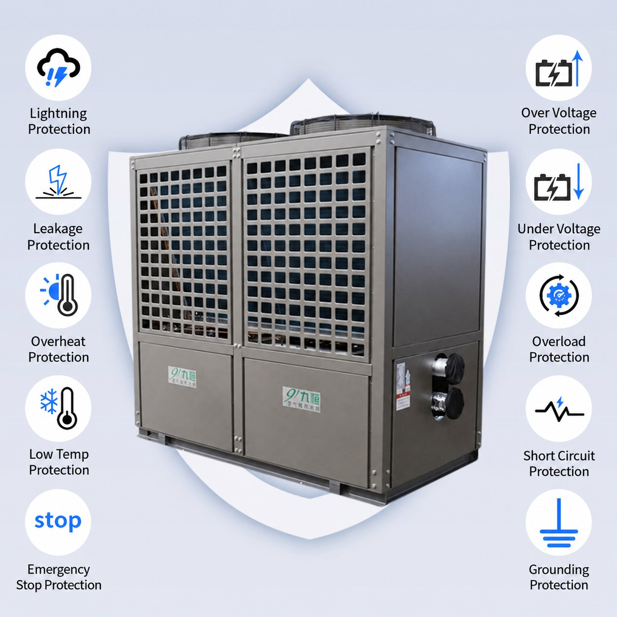 Large Commercial Air Source Heat Pump Water Heater System 4