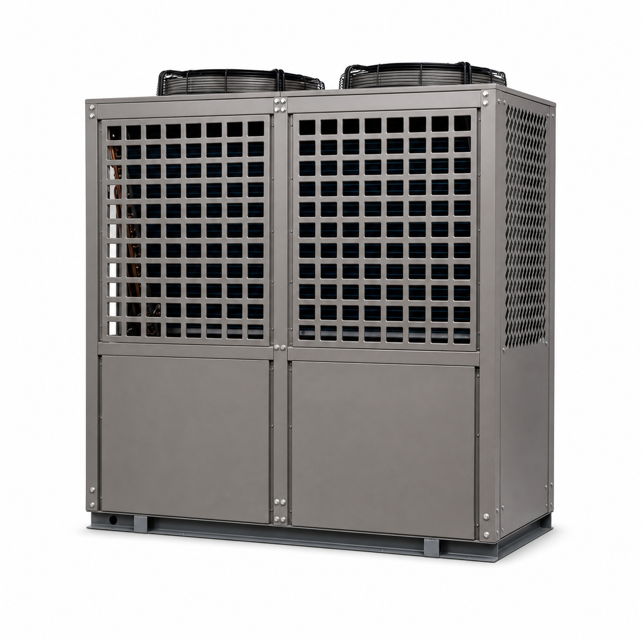 Large Commercial Air Source Heat Pump Water Heater System on white background