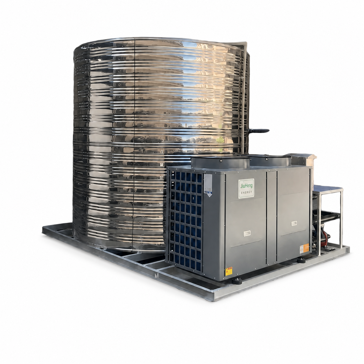 Integrated Air Source Heat Pump Water Heater for Temporary Dormitories on white background