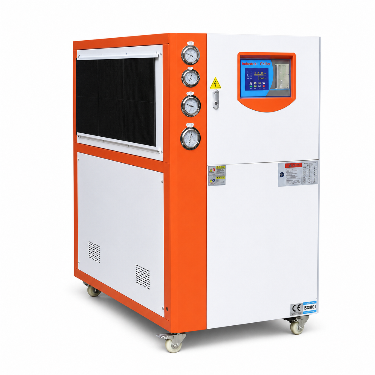 Industrial Air-Cooled Water Chiller for Mold and Process Cooling on white background