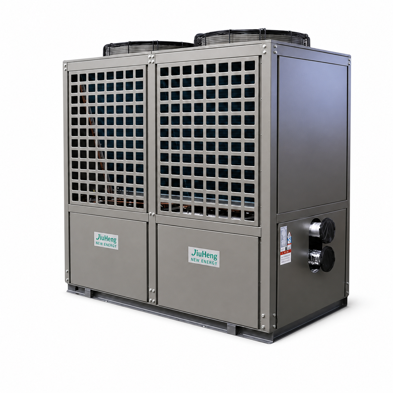 Large-Capacity Commercial Air Source Heat Pump Hot Water System on white background